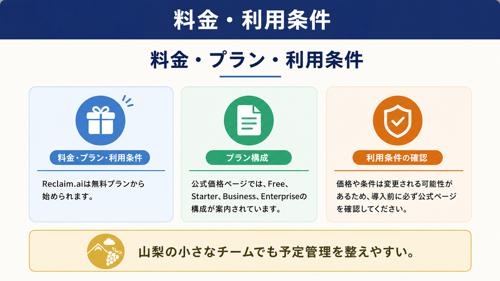料金や利用条件のイメージ